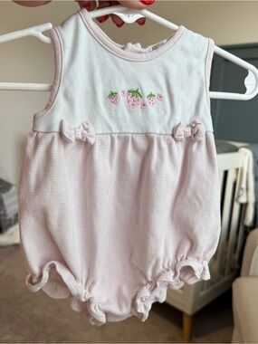 Kissy Kissy Strawberry Bubble Pink & White Embroidered Baby 0-3 months